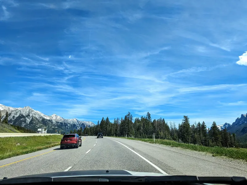 Divided highway with mountains ahead in BC
