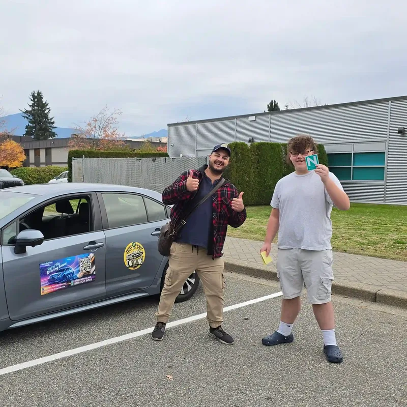 Right of Way student with N sign after passing Class 7 in Chilliwack